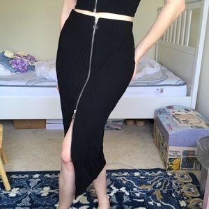 H&M Zip Up Midi Skirt Bodycon